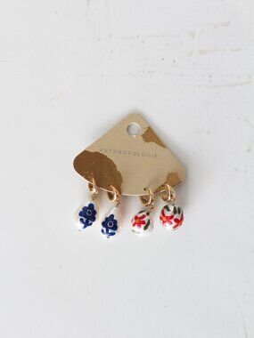 Anthropologie 2 Pairs of Ceramic Huggie Hoop Earrings - NEW